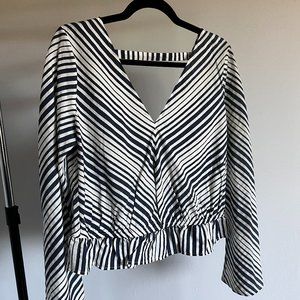 Express Navy Striped Open Back Top